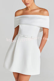 Elegant Evening Lapel Bandeau Removable Belt Pocketed Mini Dress