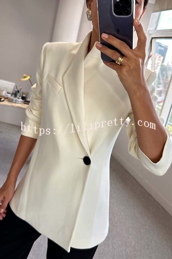 Fashionable Leader One Button Stand Collar Long Sleeve Blazer Jacket