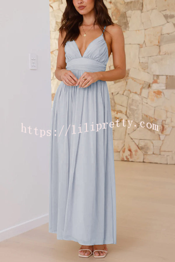 Solid Color Sexy Suspender Backless Lace-up Slim Maxi Dress