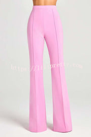Women Power High Rise Side Zipper Flare Slim Fit Pants