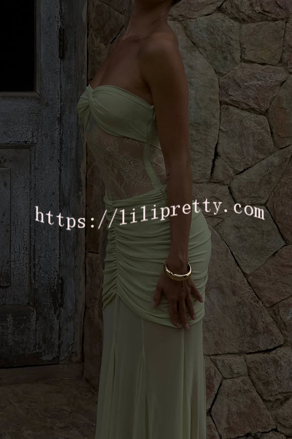Fashion Lace Splicing Sexy Sleeveless Off-shoulder Slim Maxi Dress