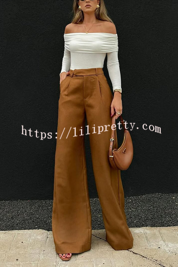 Solid Color Casual Pocket Loose Wide-leg Pants