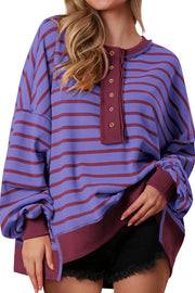 Fashion Striped Print Loose Casual Long-sleeved Top