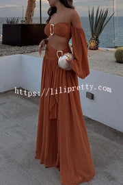 Vacation Chic Chiffon High Rise Flowy Asymmetrical Drape Maxi Skirt