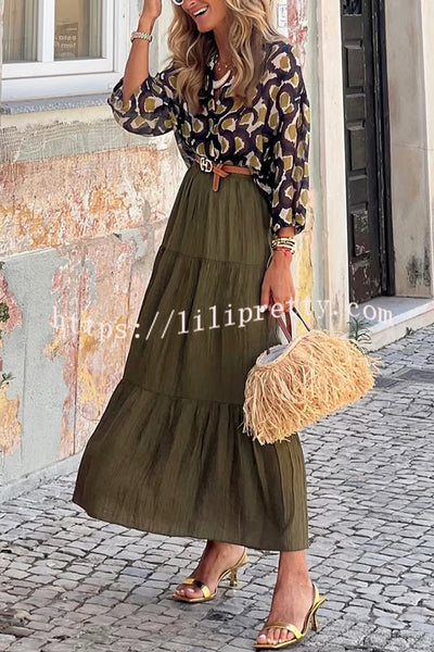 Solid Color Splicing Casual Vacation Maxi Skirt