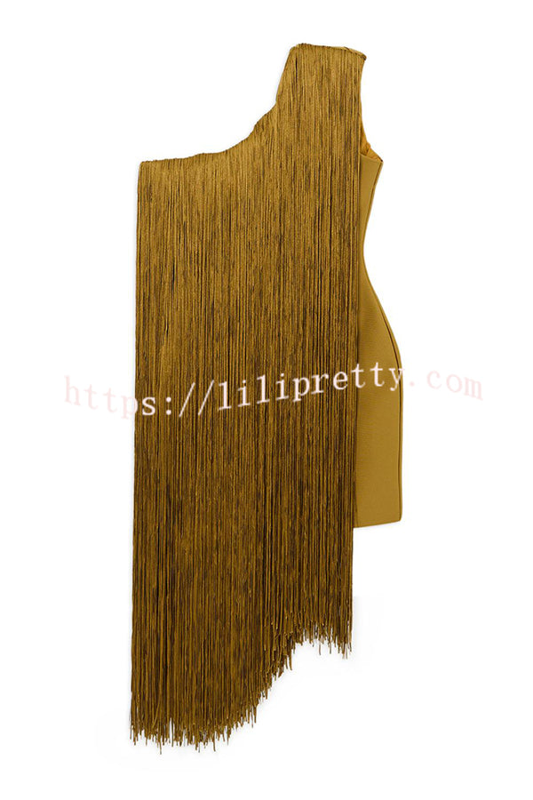 Fashion One-shoulder Slim-fit Elegant Tassel Mini Dress