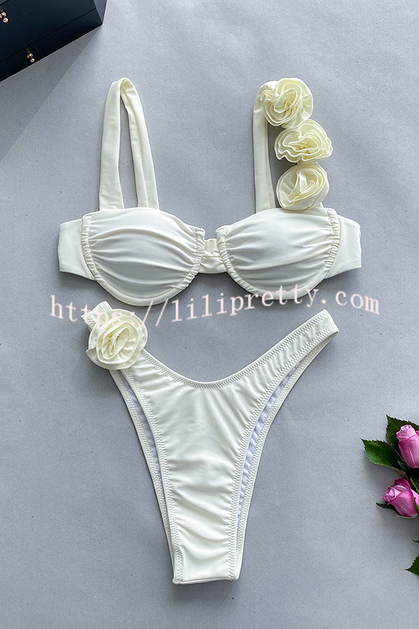 Three-dimensional Flower Sexy Stretch Two-piece Bikini Swimsuit