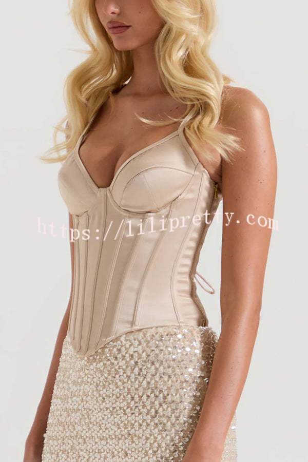The Great Gatsby Satin Sweetheart Neck Corset Back Lace-up Tank