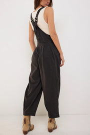 Fashionable Casual Side Pocket Button Loose Denim Overalls