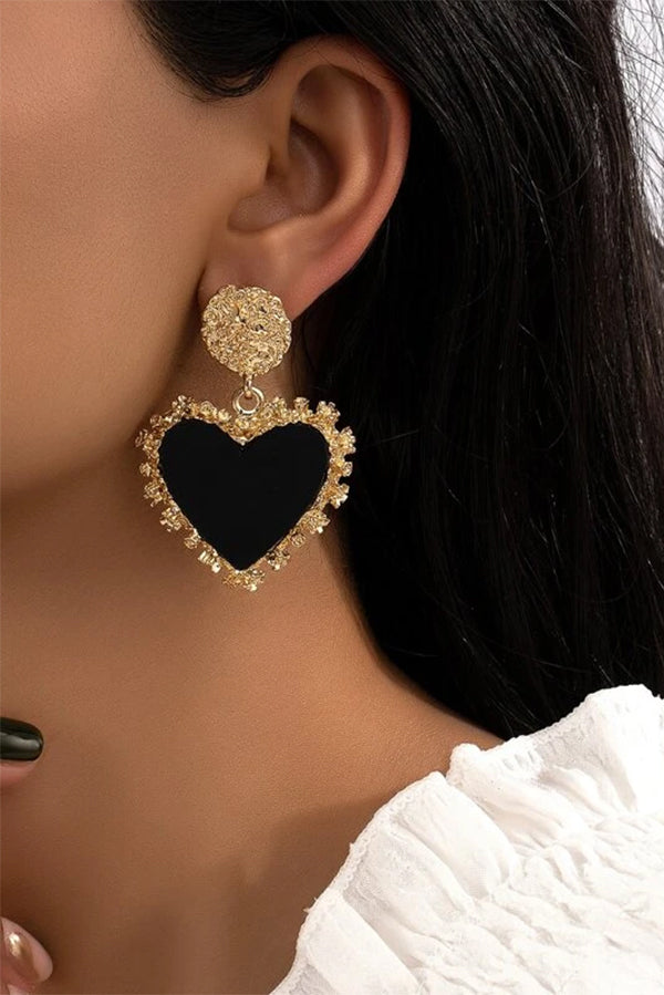 LIlipretty Textured Metal Heart Drop Earrings