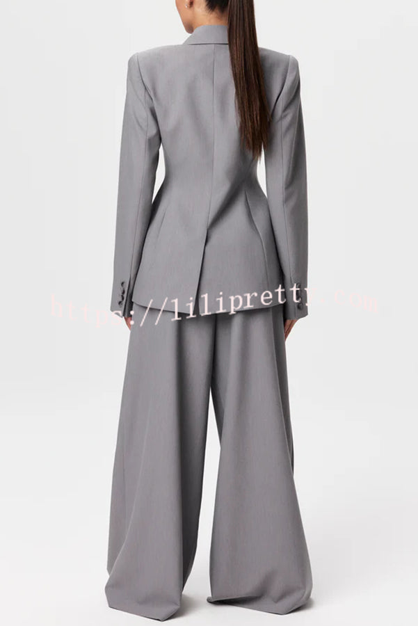 Power Girl High Rise Pleated Wide Leg Pocketed Pants