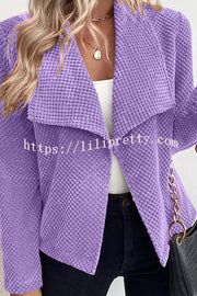 Lapel Solid Color Long Sleeve Buttonless Coat