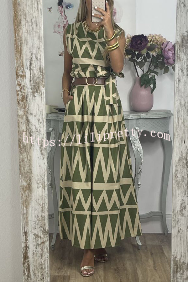 Unique Print Loose Pocket Holiday Maxi Skirt