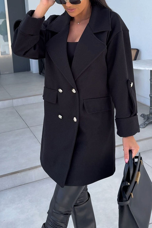 Stylish Lapel Double-breasted Loose Coat