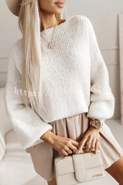 Solid Color Loose Open Back Bow Knitted Casual Sweater