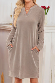 Solid Color Loose Long-sleeved Casual Knitted Mini Dress
