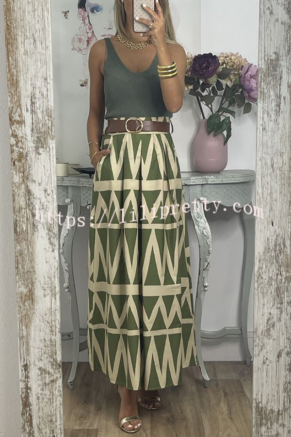 Unique Print Loose Pocket Holiday Maxi Skirt