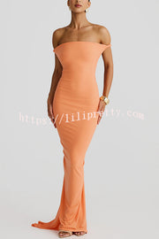 Everything You Want Rope Detail Backless Ruched Stretch Maxi Dress