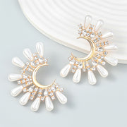 Lilipretty Floral Burst Boho  Pearl Cluster Drop Earrings