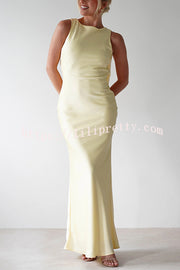 Solid Color Sexy Backless Lace-up Elegant Slim Maxi Dress