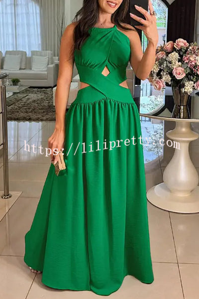 Solid Color Sexy Cross Tie Backless Maxi Dress