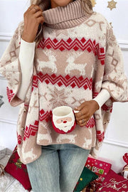 Christmas Elk Turtleneck Bat Sleeve Loose Sweater