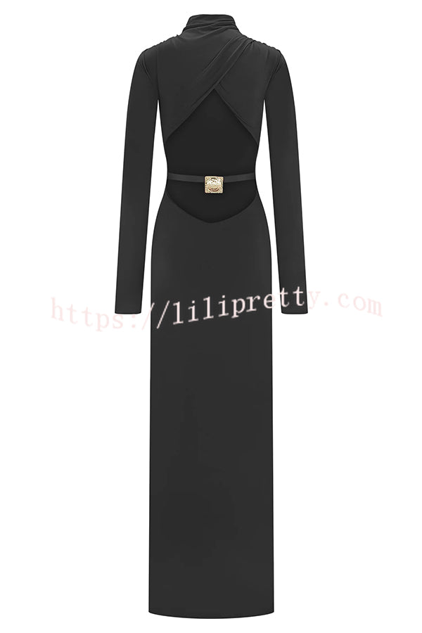Sexy Backless Long-sleeved Stretch Slim-fit Maxi Dress