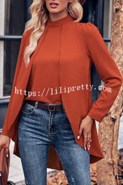 Round Neck Long Sleeve Fake Two Piece Shirt