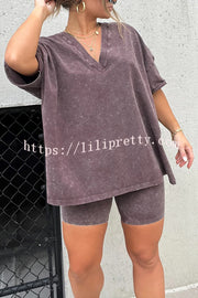 Lilipretty Serena Cotton Blend Oversized T-Shirt and Cropped Stretch Cycling Pants