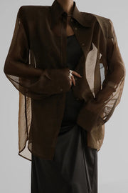 Retro Sheer Loose Long-sleeved Casual Shirt