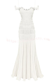 Solid Color Suspender Pleated Holiday Maxi Dress