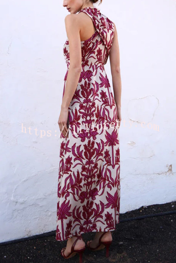 Unique Printed Fashion One Shoulder Casual Maxi Dress