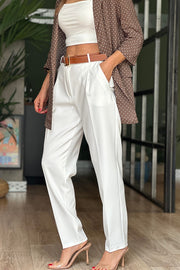 Estelle High Waist Pocketed Tapered Suit Trousers