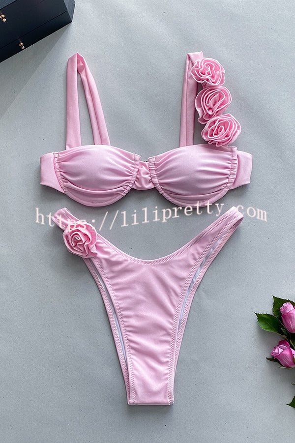 Three-dimensional Flower Sexy Stretch Two-piece Bikini Swimsuit