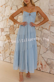 Solid Color Sleeveless Suspender Pleated Back Maxi Dress