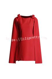 Dear Me Bow Detail Cape Pocket H-line Mini Dress