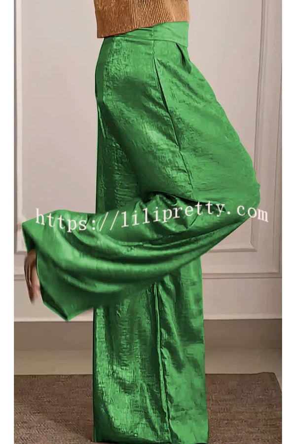 Fashionable Hot Stamping High Waist Casual Wide Leg Pants