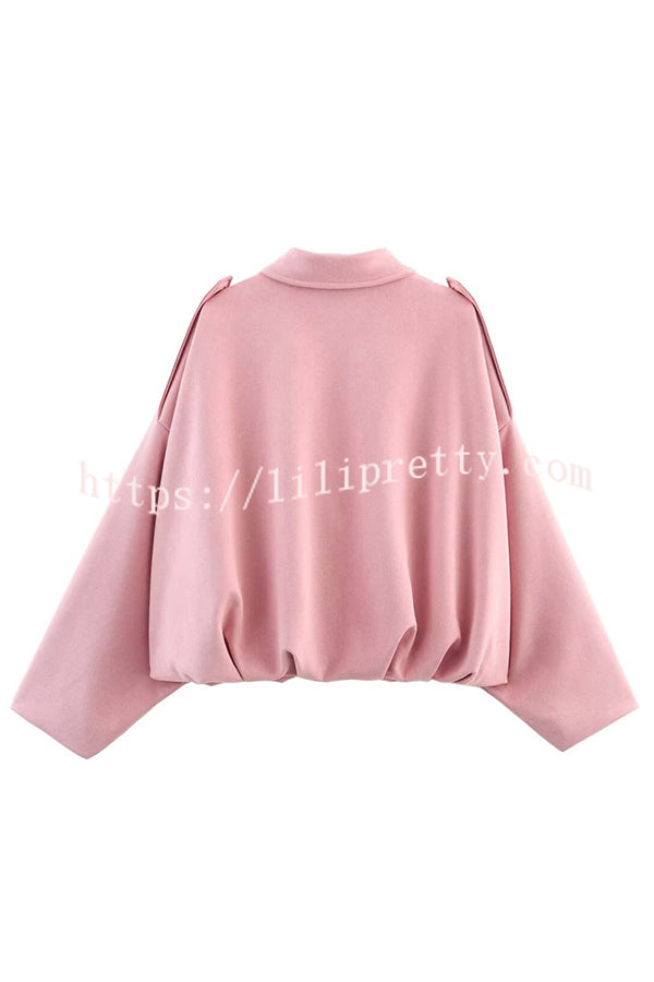 Fashion Lapel Long-sleeved Casual Bomber Jacket