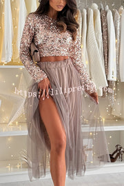 Holiday Party Tulle High Rise Elastic Waistband A-line Midi Skirt