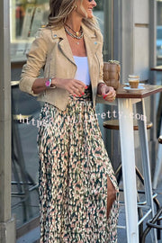 Unique Print High-Waisted Casual Slit Maxi Skirt