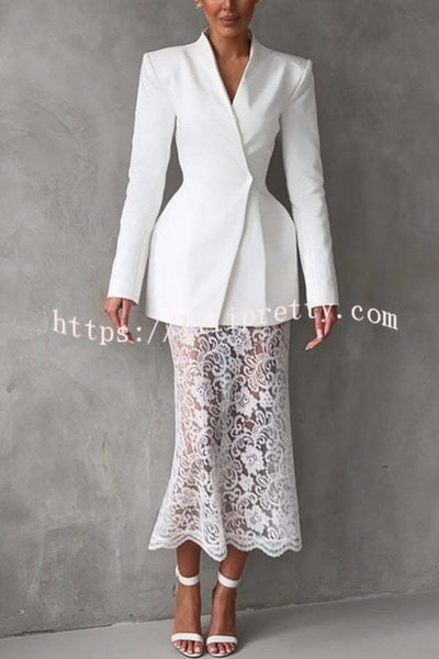 Timeless Moment Floral Lace High Rise Elastic Waist Midi Skirt