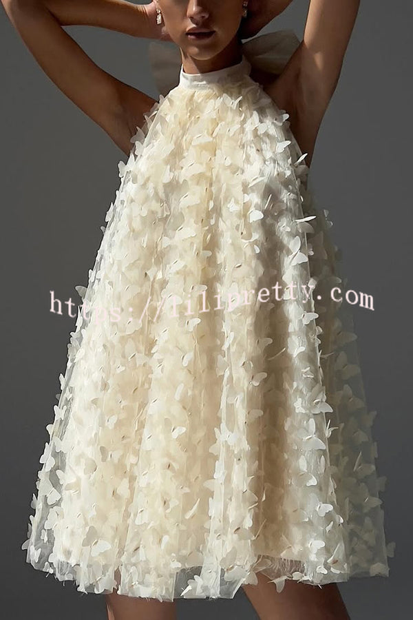 Stylish Backless Bow Elegant Butterfly Loose Mini Dress