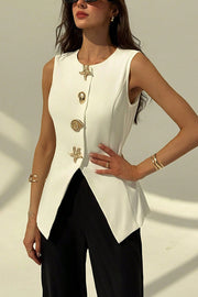 British Elegant Conch and Starfish Decorated Sleeveless Versatile Vest