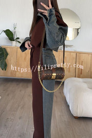 Sports Fashion Denim Patchwork Sweatshirt Fabric Zipper Long Sleeve Loose Jacket
