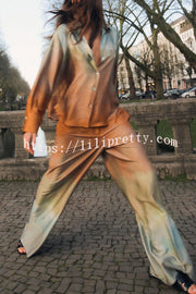 Fashion Gradient Print Casual Pocket Straight Pants