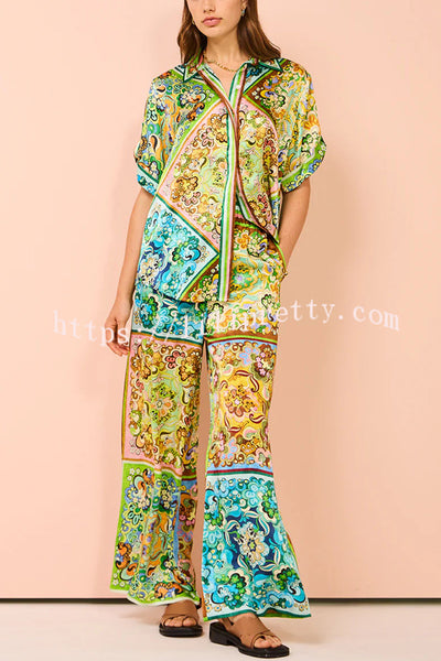 Lilipretty® Joselyn Paisley Colorblock Unique Print Elastic Waist Pocket Pants Set