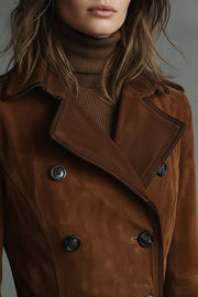 Stylish Lapel Button Casual Pocket Long Trench Coat