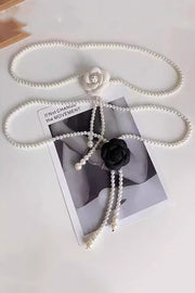 Elegant Camellia Pearl Waist Necklace