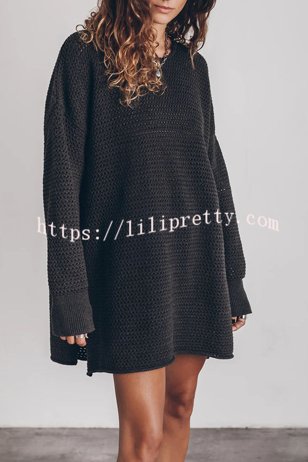 Lilipretty Cup of Cozy Knit Oversized Slit Side Sweater