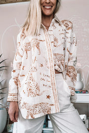 Jungle Leopard Print Loose Long Sleeve Casual Shirt